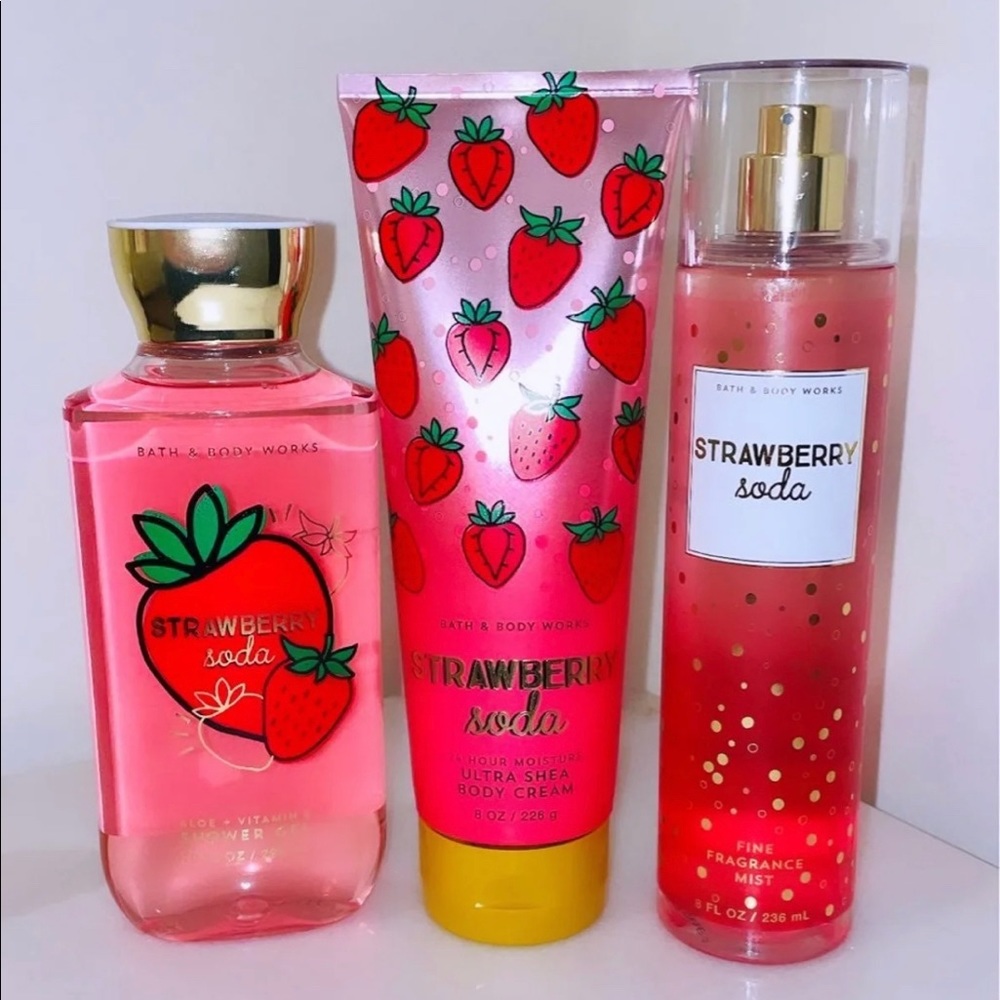 Bath and Body Works Strawberry Soda Bundle